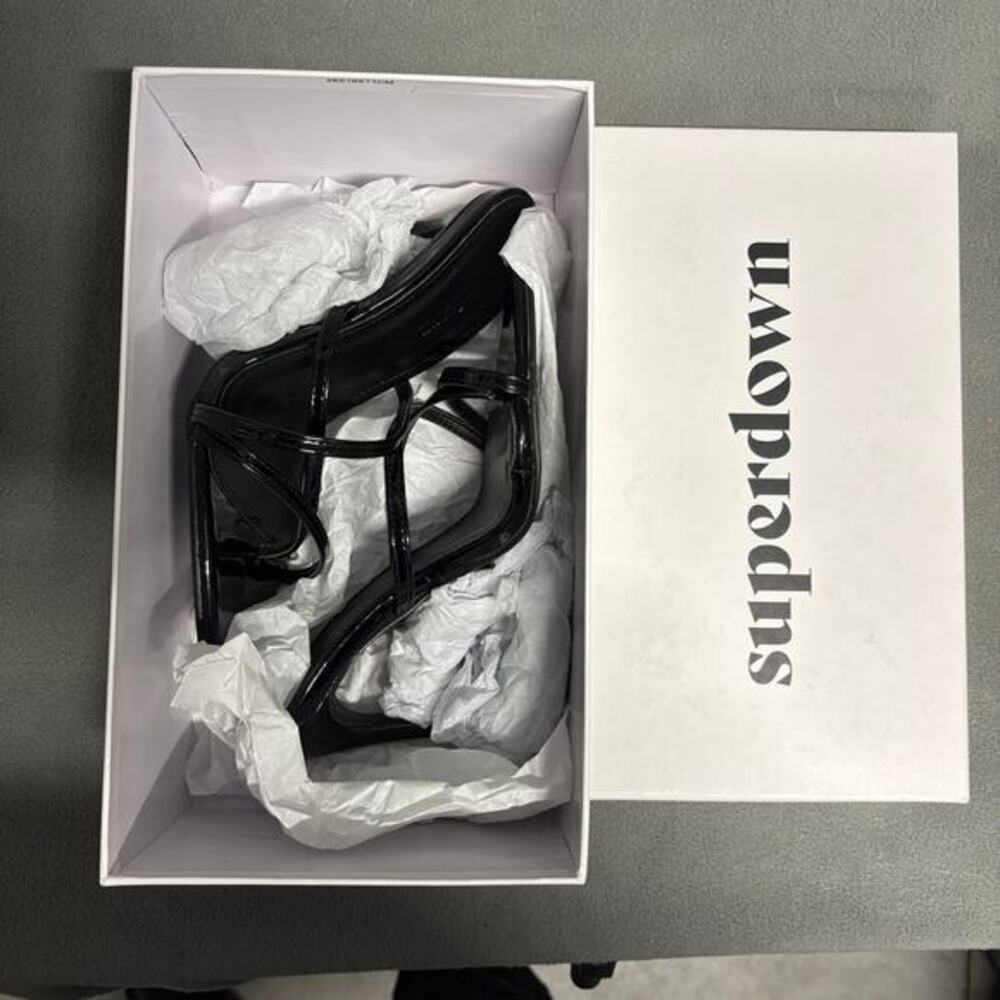 SUPERDOWN Sofia Heel in Black Size 7 Strappy Pointed Toe Bed - Picture 4 of 11